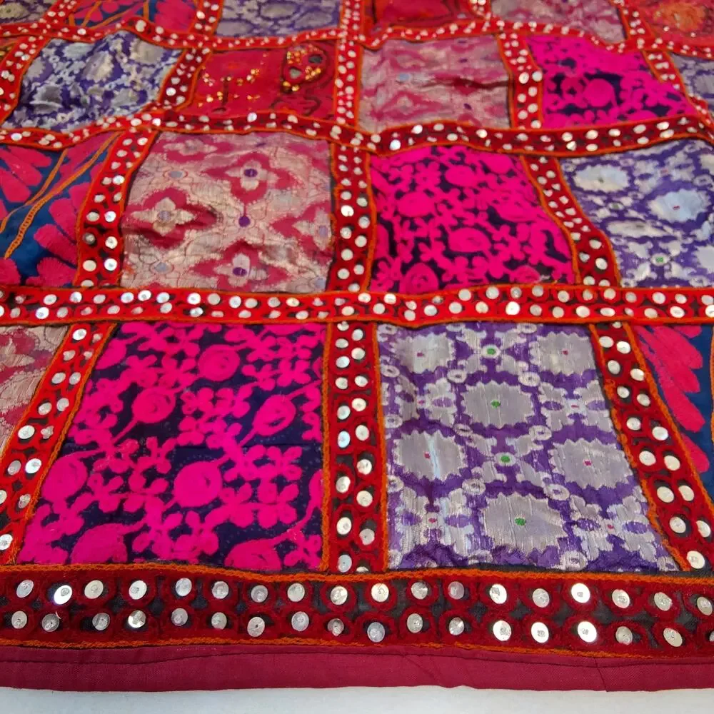 Handmade Bohemian Embroidered Patchwork Wall Hanging Tapestry from India 29
